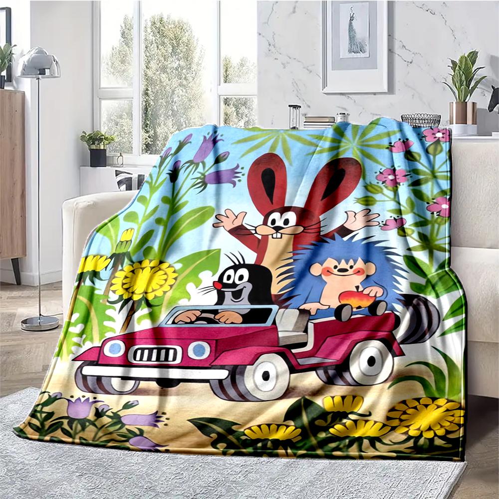 Krtek Theme Printed Blanket - Perfect for Couch, Bed, Travel & Outdoor Use | Machine Washable, Cozy & Durable.