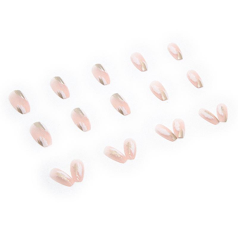 24pcs/set Quick Nails Smudged False Nail Stickers Ballerina Manicure