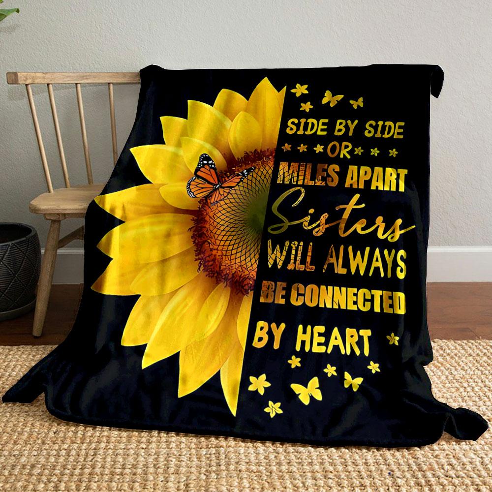 

Sunflower Butterfly Sister Quote Blanket bedroom Blanket for Livingroom Couch lunch break Soft throw for Friend s festival Gift 80cm x 120cm