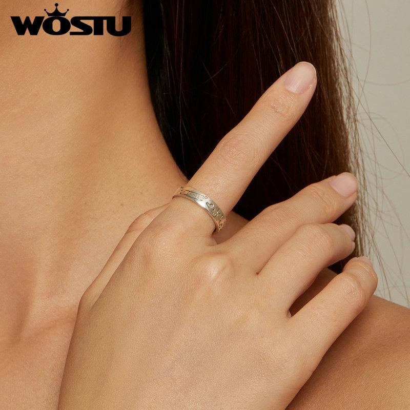 WOSTU 925 Sterling Silver Zlatý retrívr Psí nastavitelné prsteny pro ženy Krásný 3D prsten pro domácí mazlíčky se zvířaty Dívka k narozeninám rodinný dárek