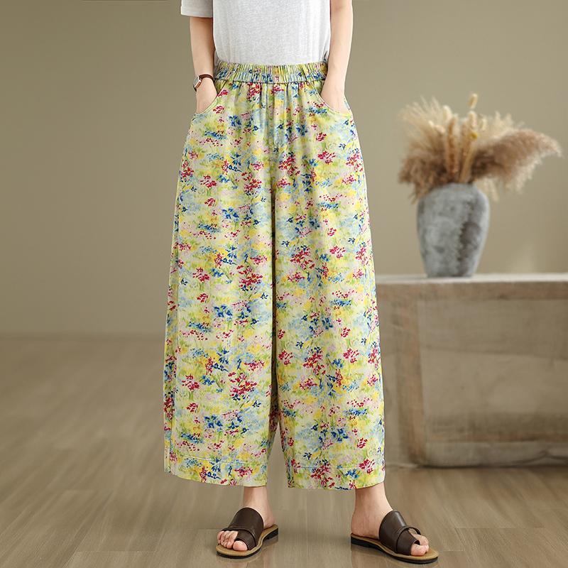 DIMANAF 2025 Übergröße Sommer Basic Elastische Jeans Neue Hosen Damen Locker Denim Hosen Groß Lässig Blumenhose