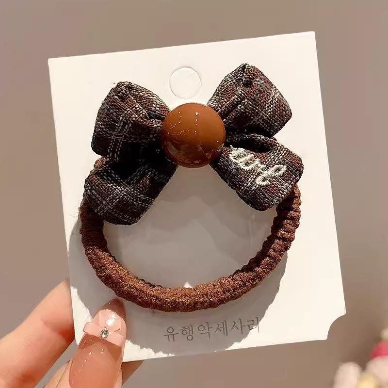 Korean Style Plaid Bow Hair Scrunchies For Kids Girls Elastic Hair Bands Ponytail Holder Sweet Hair Ties Children Hair Accessories