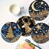 6Pcs Wooden Cup Coasters Set Aesthetic Non Slip Round Coasters Exquisite Coffee Mug Coasters Decorative Cup Mats for Home Office