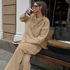 Khaki small stand-up collar loose street sweater set 1116 European and American autumn and winter fashion new women's clothing two-piece set