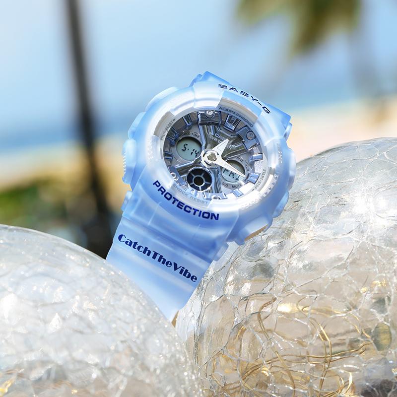 Casio Baby-G Transparent Blue Waterproof Shockproof Quartz Movement Resin Strap Watch Women watches BA-130CV-2APR