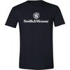 Camiseta Oficialmente Licenciada Smith & Wesson Masculina de Manga Curta com Gola Redonda, Camiseta Gráfica com Logo Clássico Empilhado S&W