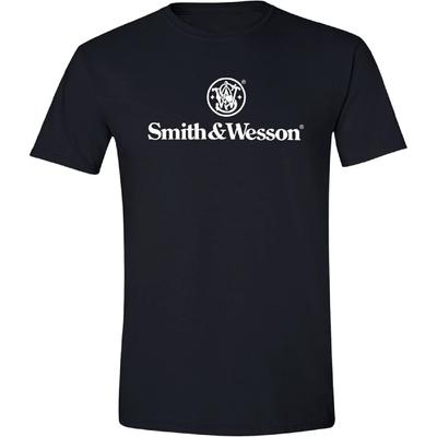 Offiziell lizenziertes Herren-T-Shirt mit Rundhalsausschnitt und kurzen Ärmeln von Smith & Wesson, S&W Classic Stacked Logo Grafik-T-Shirt