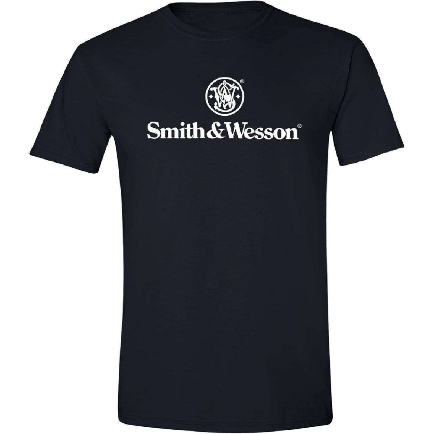 

Smith & Wesson Officially Licensed Men s Short Sleeve Crew Neck T-Shirt, S&W Classic Stacked Logo Graphic Tee XL різнокольоровий