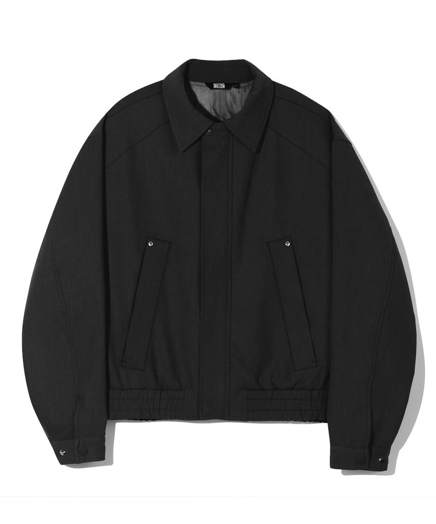 Trillion Twill Rivet Blouson Zip-Up Jacket (Black)