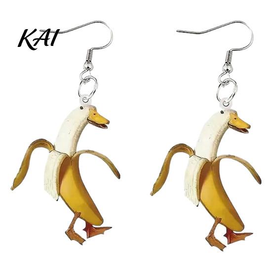 Unique Novelty Garlic Duck Earrings 1 Pair Funny Earrings, Garlic/Banana Dangle Drop for Women, Cute Acrylic Animal Jewelry Gifts Daily Wear