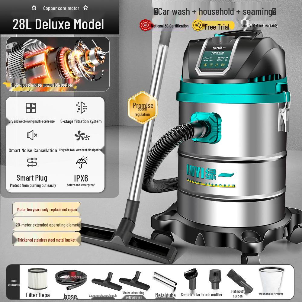 High-Power Industrial Vacuum Cleaner - Large Suction for Home, Auto, Carpet, and Seam Cleaning