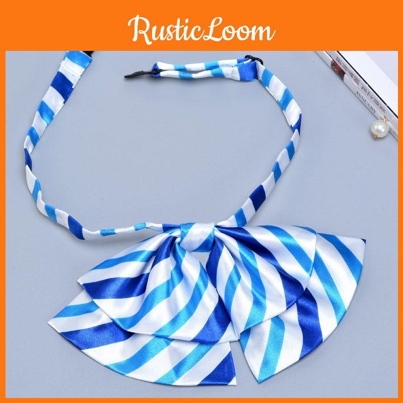 Business Attire Double Layer Bow Tie For Women With Polyester Material And Button Fastening