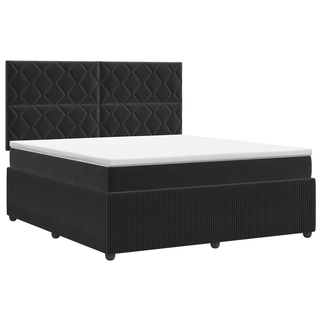 Box Spring Bed with Mattress Black 140 X 190 Cm Velvet