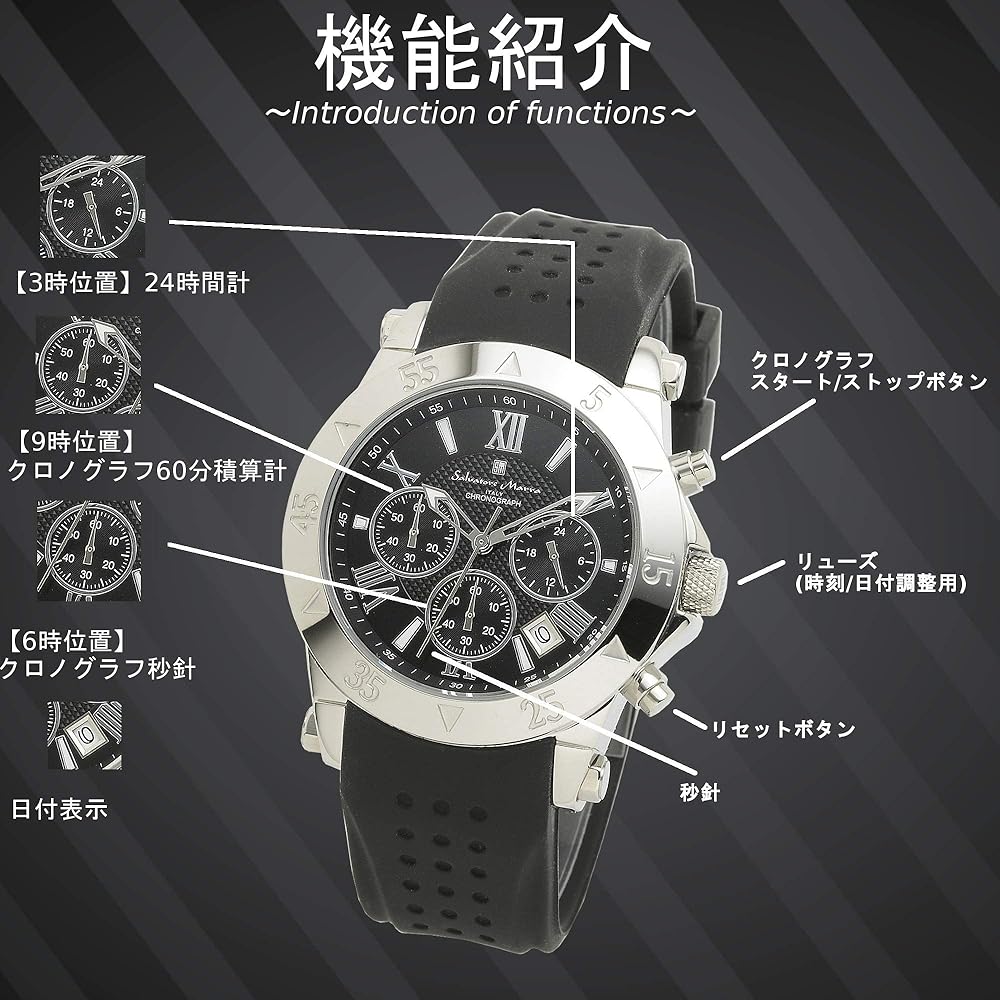 Salvatore Marra Men's Chronograph Analog Quartz Watch Black Business Style Limited Edition