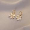 2023 Trendy Versatile Ear Cuffs with Cat's Eye Stone Flower Design – Elegant Korean Style Niche Earrings