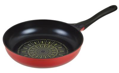 Pearl Metal Light Frying Pan 28cm For Gas Fire Only 3 Layer Diamond Coated Inside Ultra Light Red HB-2689