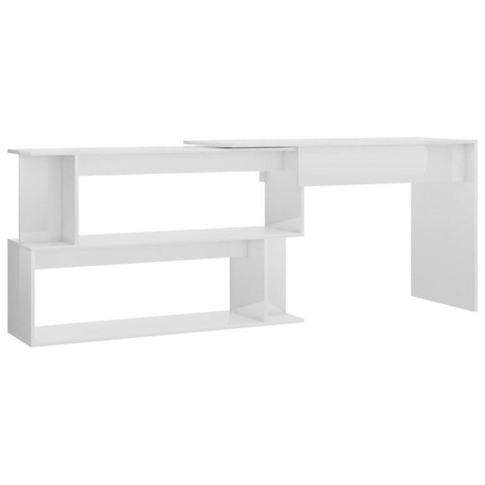 VidaXL Bureau d'angle Blanc brillant 200x50x76 cm Aggloméré