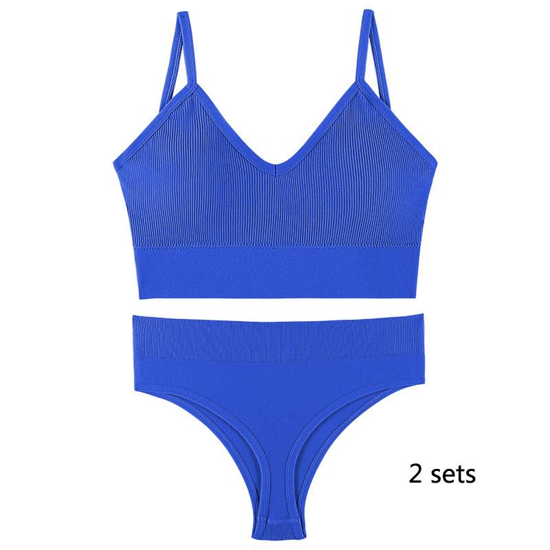 Underwear Set Lingerie Female Sexy Halter Beauty Tank Top Thin Section French Triangle Cup Without Steel Ring Gathered Bra Set