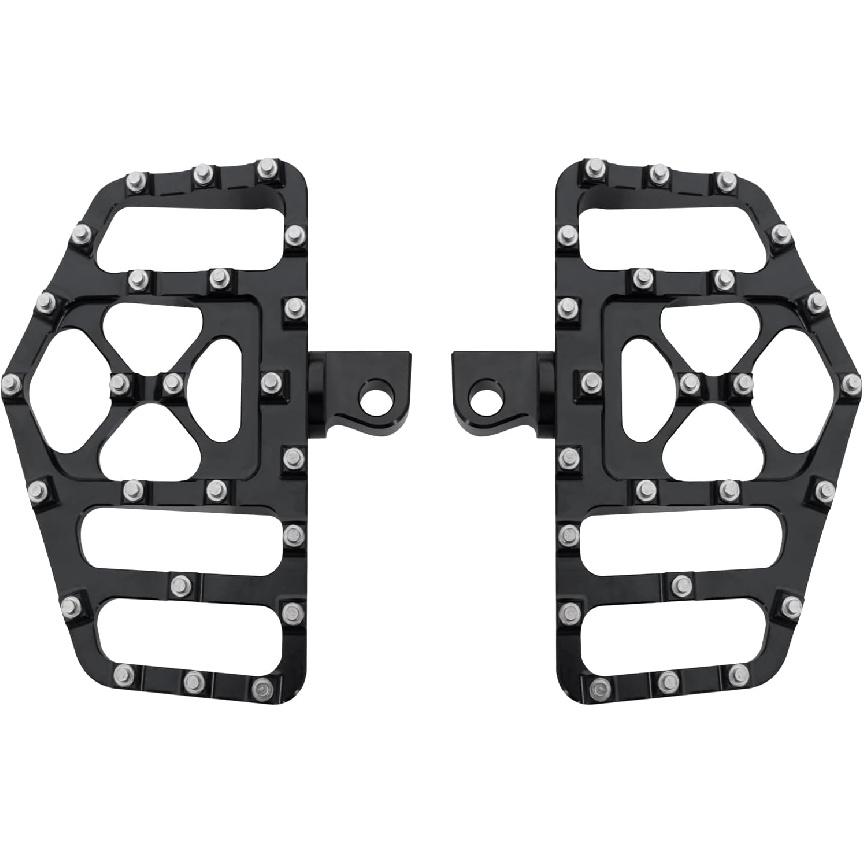 HDBUBALUS CNC Wide Footpegs Floorboards Offroad Foot Pegs Fit for Harley Dyna Fatboy Street Bob Wide Glide Sportster Bobber Chopper Black 1 Pair