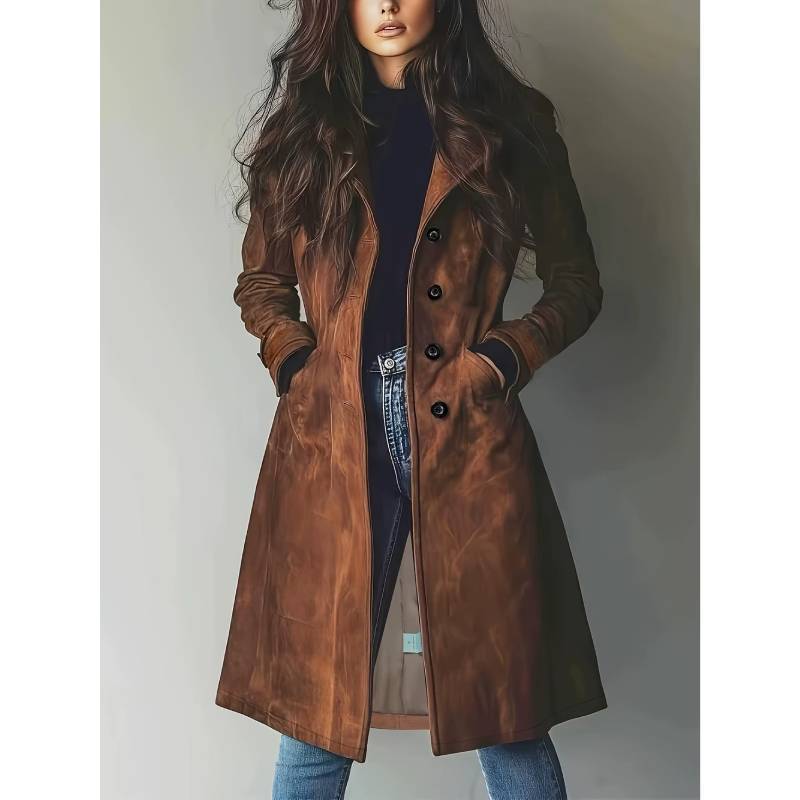 Klassischer Damen-Blazer mit langen Ärmeln, Reverskragen und Taillenzug für das Büro