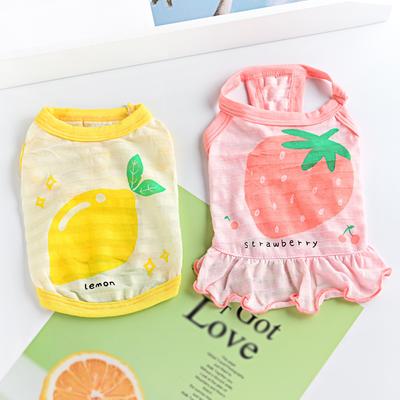 Pet Lemon Vest Cat Dog Strawberry Dress Clothes Summer Thin Section Teddy Yorkshire Small Puppy Teacup Dog Milk Dog Vest Skirt