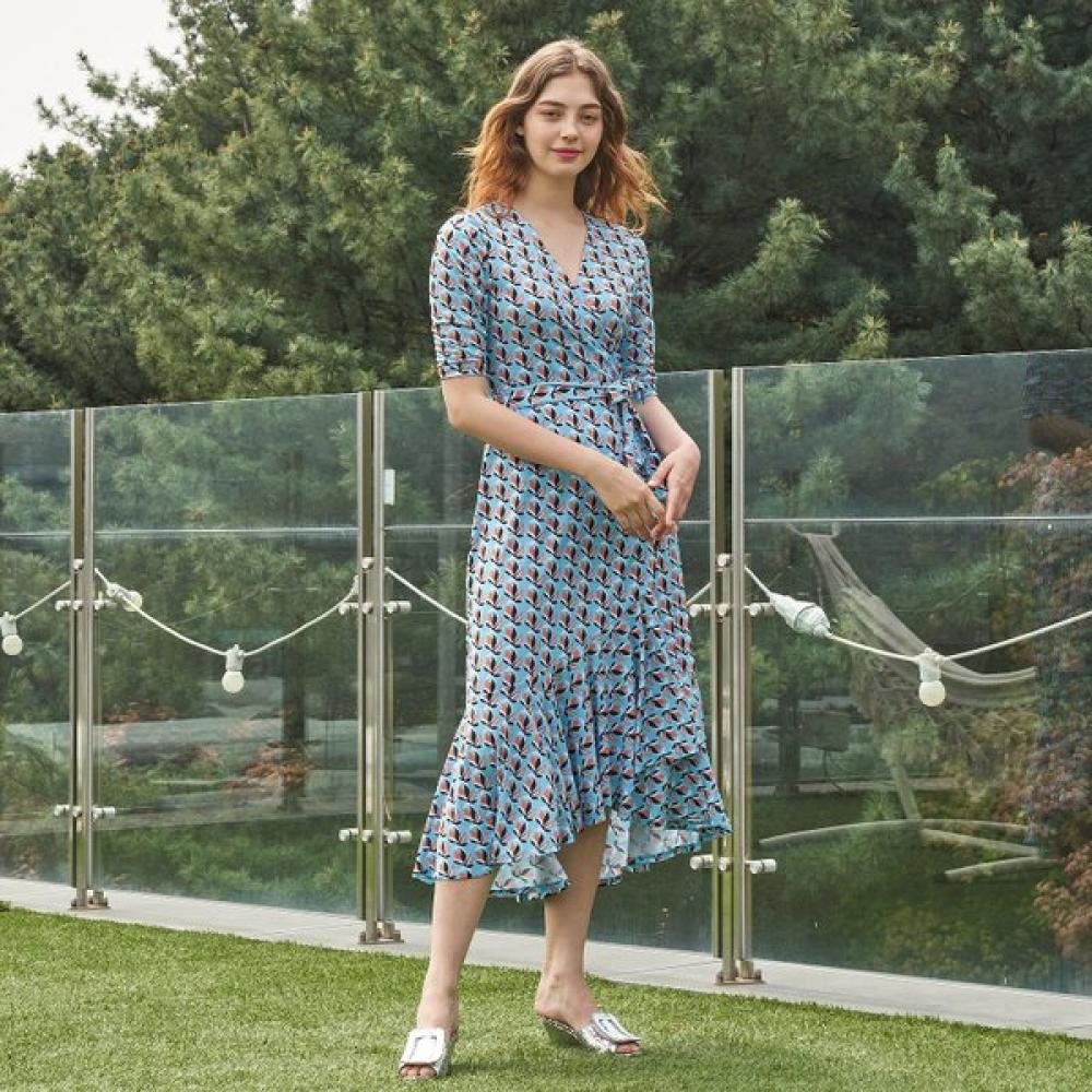 Creora Lip Balm Vivienne 3 4 Sleeve Frill Wrap Dress Ldm42mb01