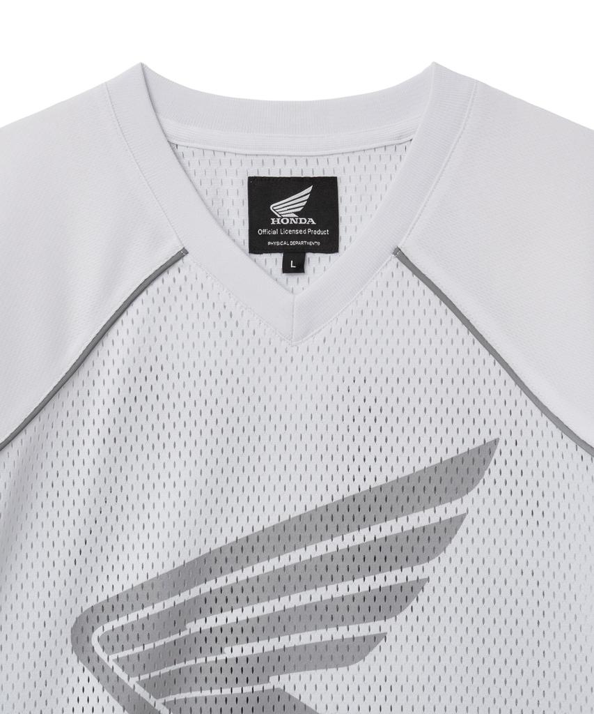 PHYPS MOTORCYCLE Mesh Piping Block Motorcycle Short Sleeve White