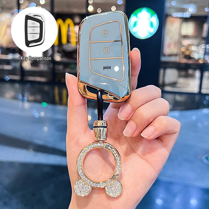 Compatible Car Key Cover for JAC Jiayue A5, X4, X7, iC5, iEVS4/7S, T8 Refine, S4, S7, M6 with Buckle