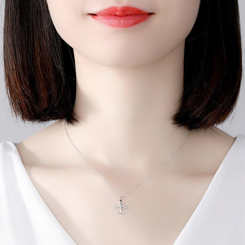 925 Sterling Silver Zirkón Airplane Link Retiazka prívesok Náhrdelník pre ženy Jemné šperky Dz164