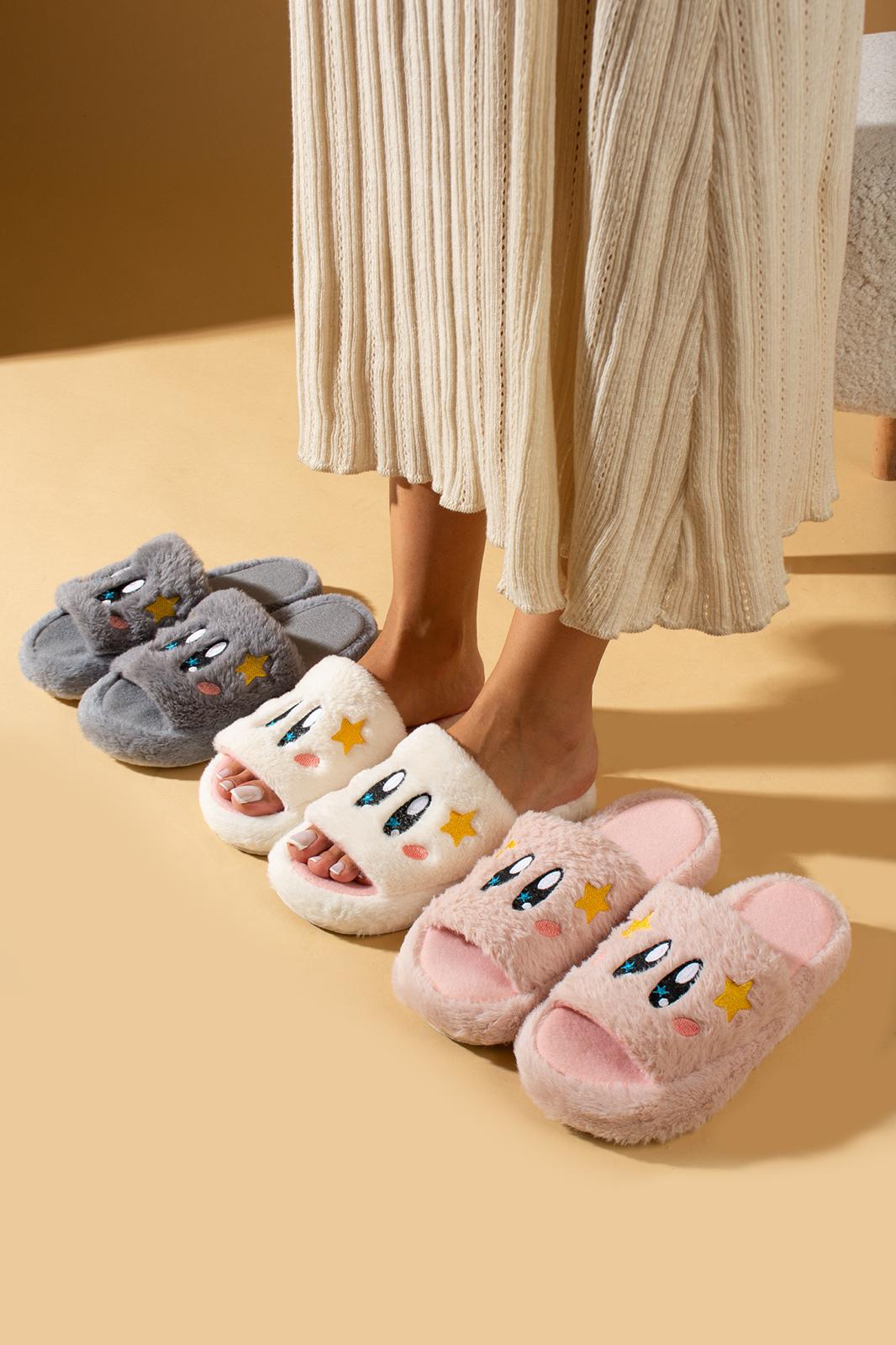 

Жіночі домашні тапочки Плюшеві тапочки Без звуку підошви 36-37 вершковий