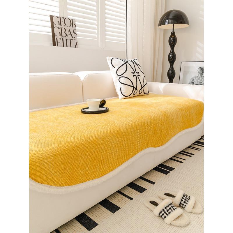 Special-Shaped Sofa Cushion Autumn and Winter Thickening Chenille Irregular High-Grade Plush Sofa Cover Towel
