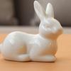 Happyyami Garden Bunny Figurines Landscape Bunnies Decoration 3Pcs Ceramic Bunny Rabbit Figurine Easter White Bunny Figurines Mini Tabletop Rabbit