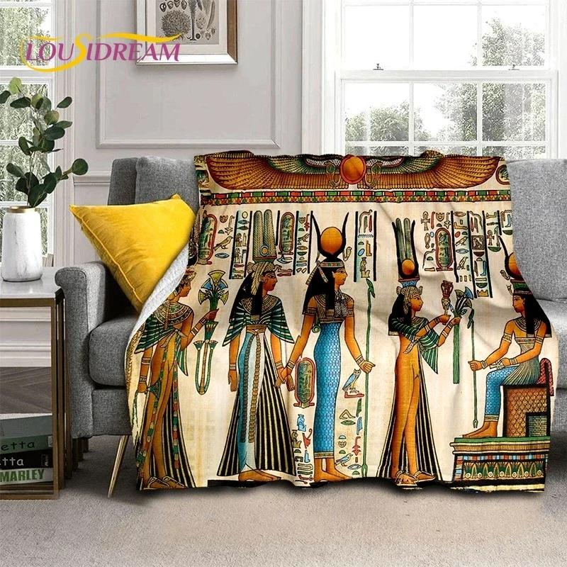 3D Pharaoh Hieroglyphic Egyptian Mythology Soft Blankets,Keep Warm Throw Blanket Comfortable for Picnic Beds Sofa Home Bedroom