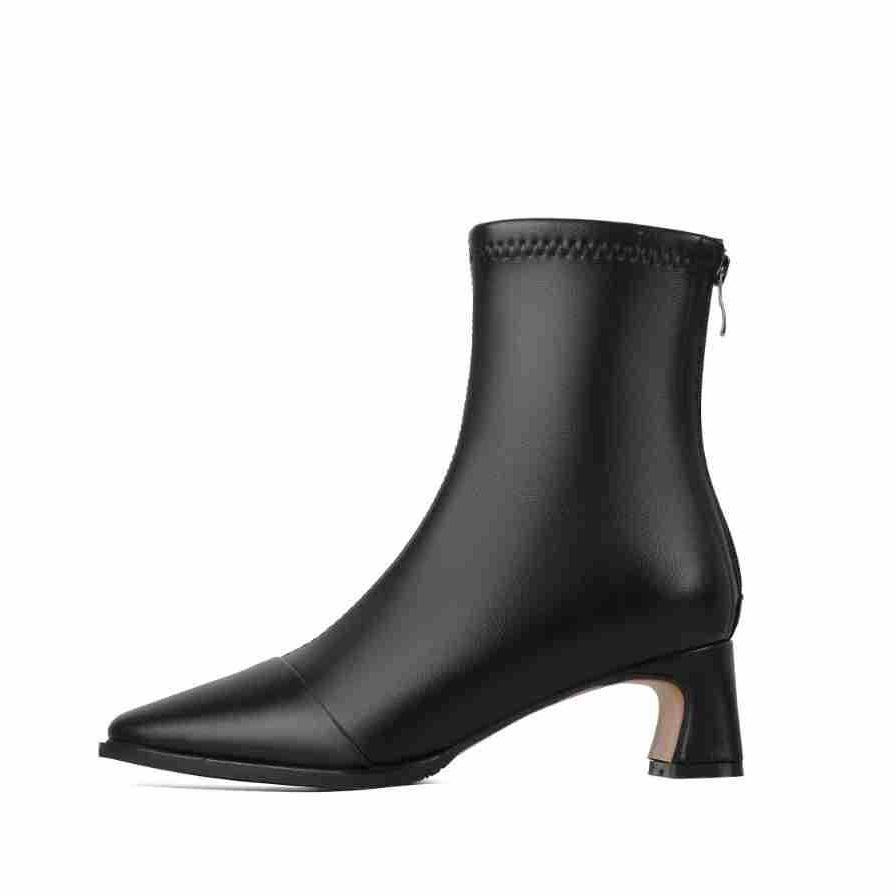 832-2 square head thick heel single boots rear zipper Martin boots 2025 autumn and winter new high heel versatile short boots bare boots