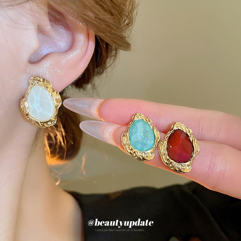 Silver Needle Retro Star Sand Geometric Stud Earrings 2025 New Court Style Earrings Earrings