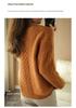 2024 Retro Style Women's Pure Wool Cardigan - Loose Fit, Thick Round Neck Cable Knit Sweater for Autumn/Winter