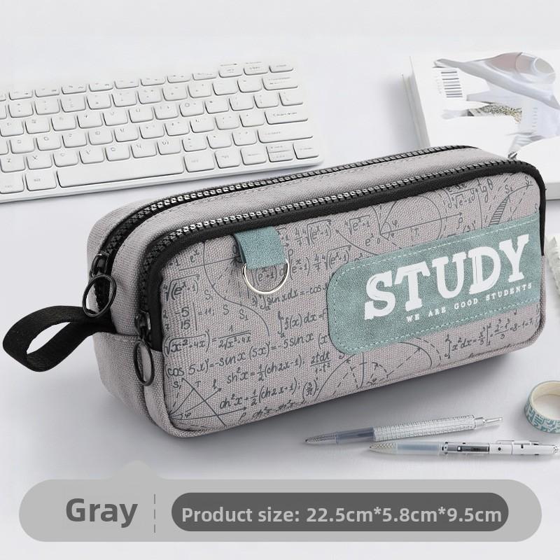 Oxford Cloth Double Layer Pencil Case For Students With Large Capacity And Minimalist Style