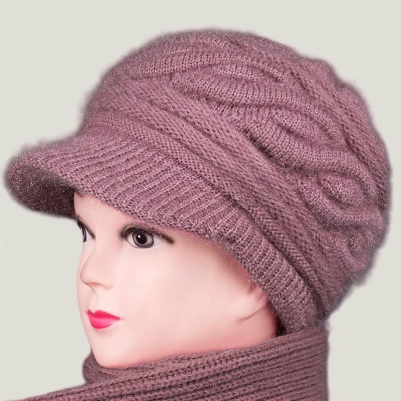 Women's Winter Warm Knitted Wool Beret and Scarf Set