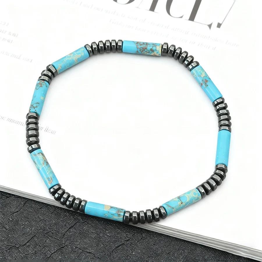 Unisex Hematite Bracelet Irregular Emperor Stone Beaded Jewelry Handmade Elastic Minimalist Energy Gift for Men Women