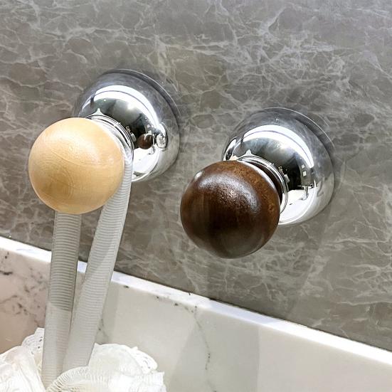 Vacuum Suction Cup Hooks Push-to-Lock No Drill No Nails No Glue Required Wall Hook Heavy Duty Round Spherical Design Hanging Hook for Keys Towels Hats