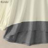 ZANZEA Blusa Casual de Mujer con Cuello Redondo, Manga 3/4, Holgada, con Empalme