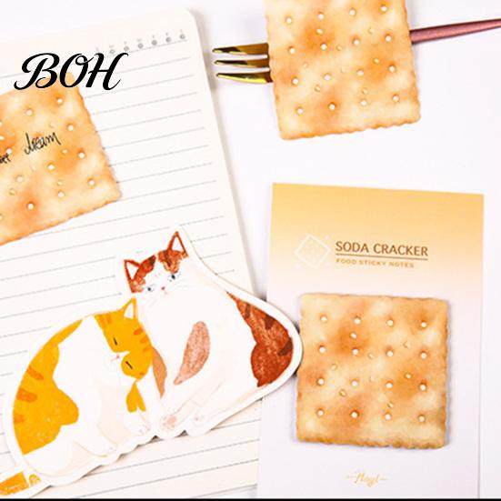 Clear Print Stick Notes Note Pads, Funny Toast Bread Cookie Cheese Design Cute Notepad, 30 Fun Office Supplies Sheets/Pad Self Memo Pad for