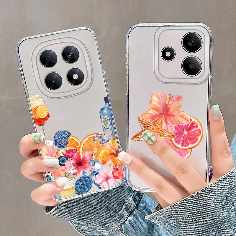 Case for Xiaomi Redmi Note 14 Pro Plus 14C 11 9 10 Note 13 10S 11S A4 12 13C 12S Soft Phone Cover Fruit Flowers