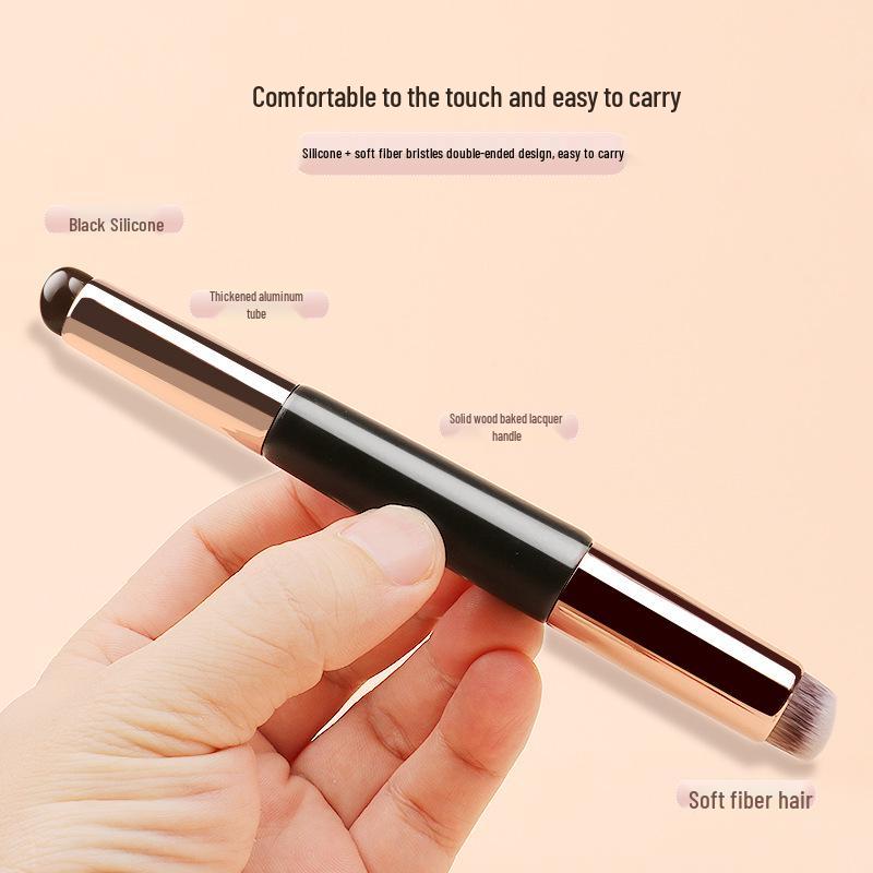 Two-in-One Silicone Lip & Concealer Brush with Lid - Round Head for Lipstick, Lip Balm, and Nail Art.