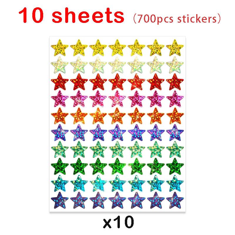 3501050Pcs Colorful Holographic Foil Star Reward Stickers Student Planner Behavior Awards School Classroom Teacher Supplies