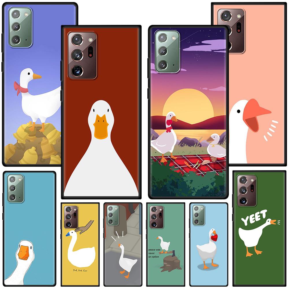 

Cartoon Cute Goose Game Case for Samsung Galaxy Note 20 Ultra 10 9 8 Silicone Coque M31 M30s M51 M31s M52 5G Black Phone Cover