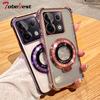 Clear Shockproof Transparent Plating Magsafe Magnetic Stand Holder Case For Xiaomi POCO X6 Pro 5G Cover