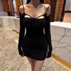 Korean Dongdaemun Lace-up Halter Bodycon Knit Dress