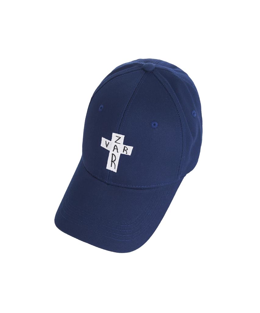 Bajal Black Cross Logo Oversized Buckle Cap Navy
