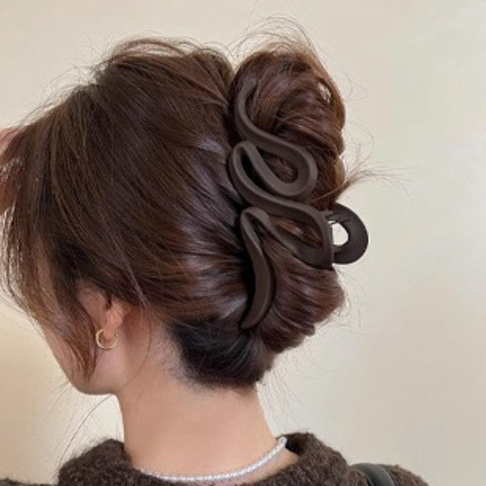 Solid Wave Hair Clips Twisted Curved Hair Claw Headwear Frosted Shark Clips  Travel